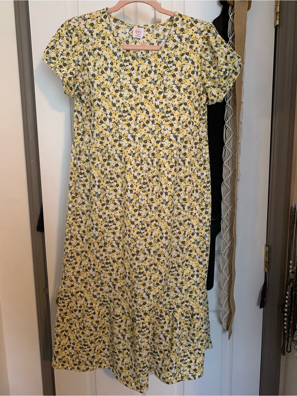 Girls wonder nation Yellow Floral Short-Sleeve Midi Dress